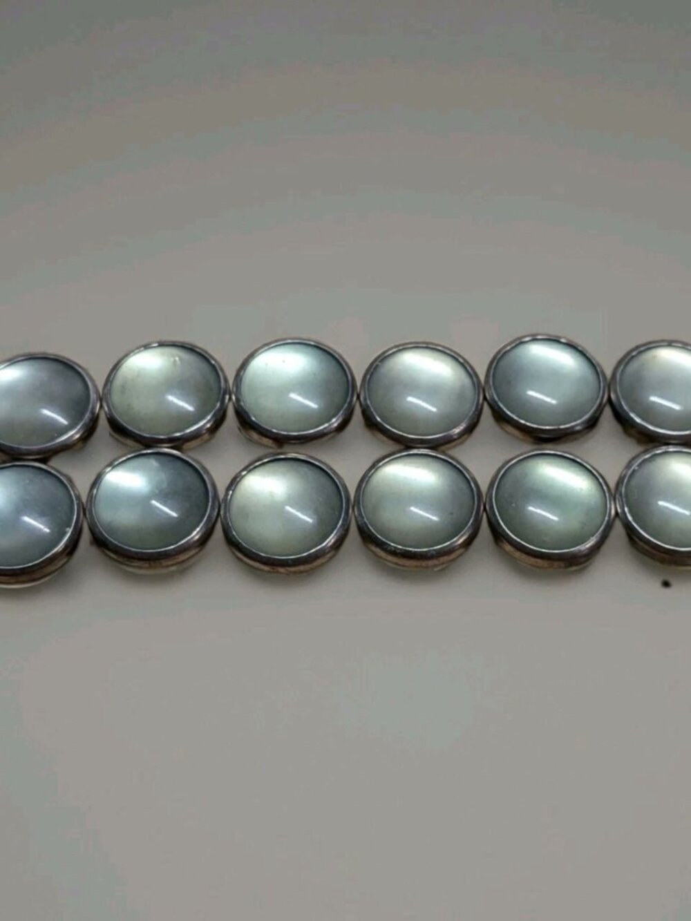 12 Silver Light Green Standard Pearl Snaps Fasteners Prong Ring Snaps (Cap Only)